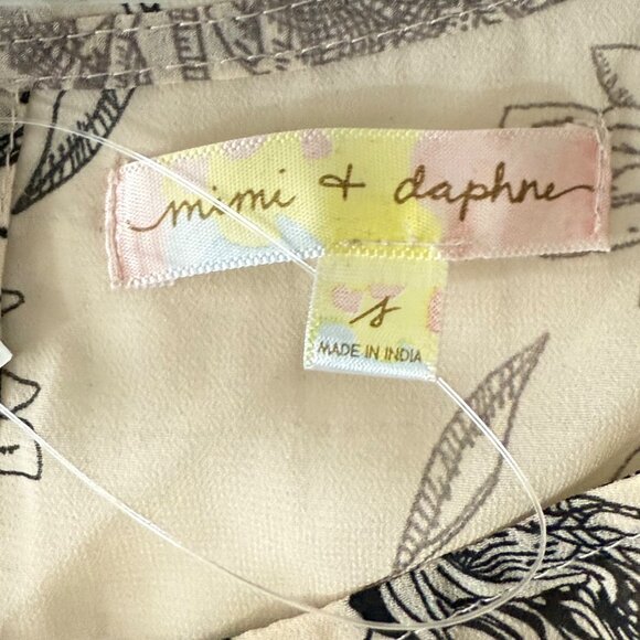 Mimi + Daphne Neutral Floral Print Long Sleeve Blouse With Tie Back Detail S - Picture 4 of 10